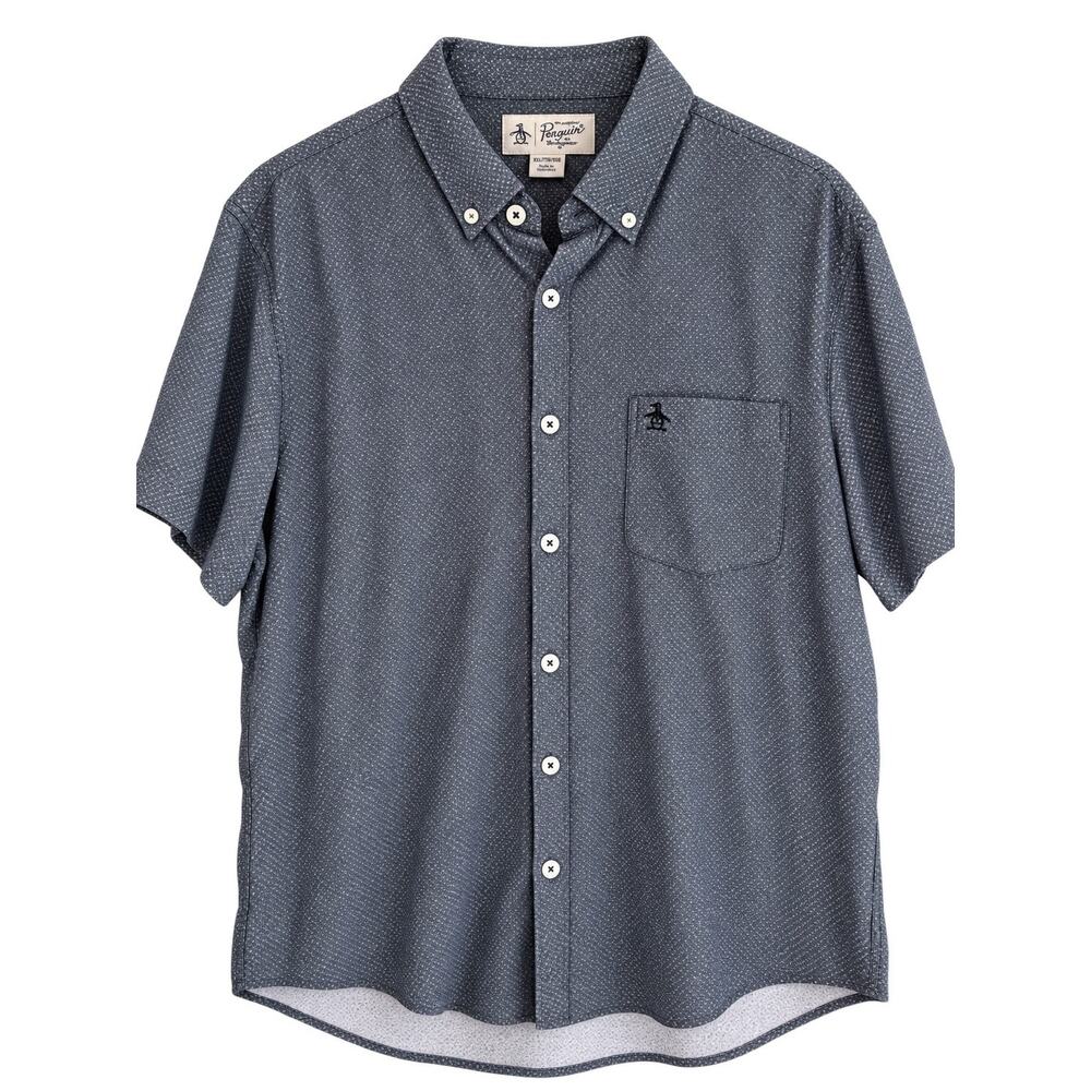 Original Penguin Munsingwear Flecked Button Down Shirt Blue/Gray Men’s XXL